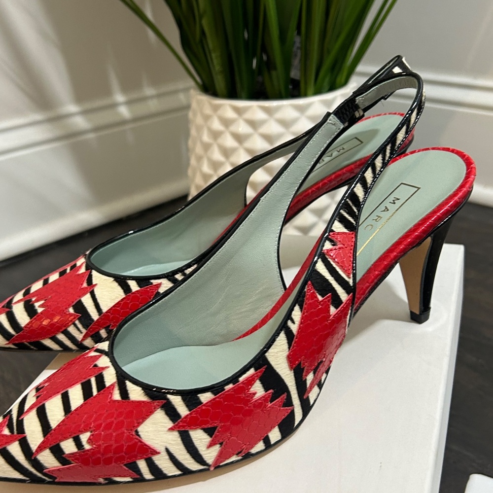Marc By Marc Jacobs Multicolor Calf Hair Sling Back Heel  Size 36 - Picture 4 of 6